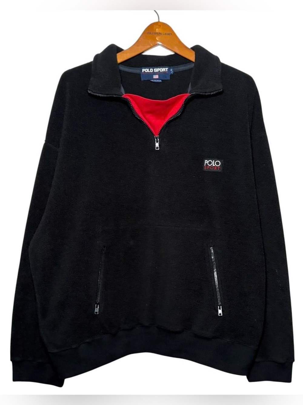 Vintage 90s Polo Sport Ralph Lauren Hi Tech Quarter Zip Fleece Sweater Large